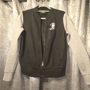 Gray and Black Harley-Davidson Jacket with Rhinestone Willie G Size S